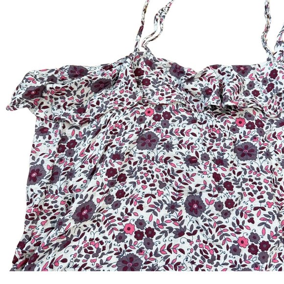 SOLD american eagle floral fairycore ruffle crop top summer tank top size large - Picture 9 of 11